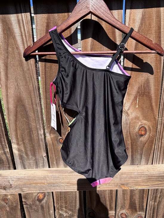 Girls Sport Surf Club One-Shoulder Cut-Out One Piece Swimsuit Size M (10) NWT - Picture 9 of 12